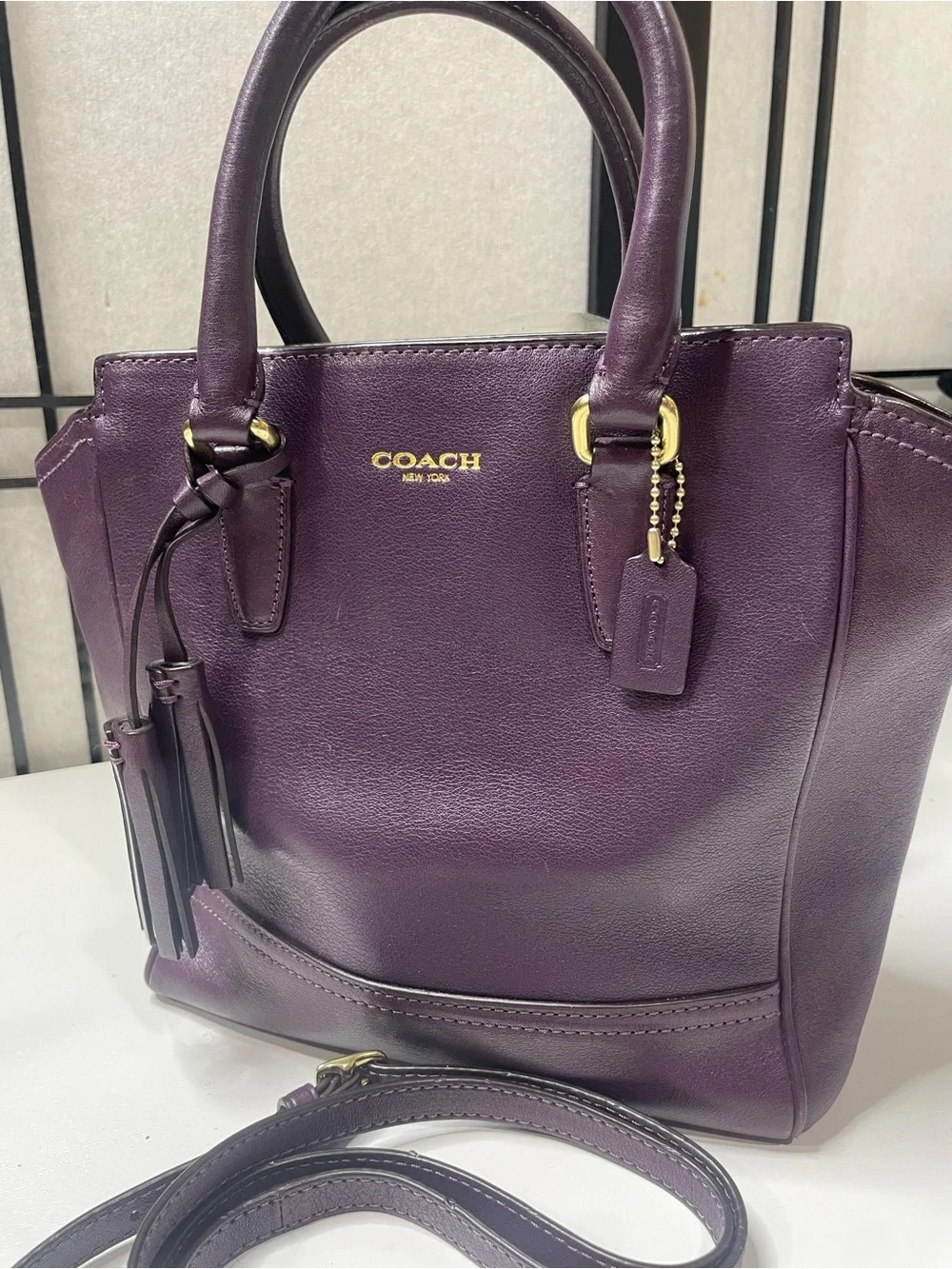 COACH Legacy Mini Tanner Purple Leather Crossbody Satchel Bag #48894
